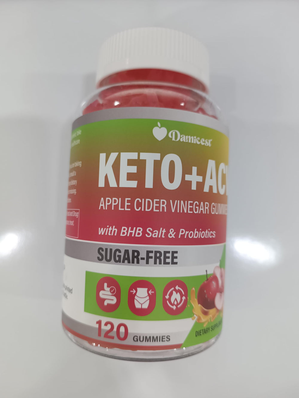 Damicest Organic, gluten-free, vegan-friendly ACV gummies.