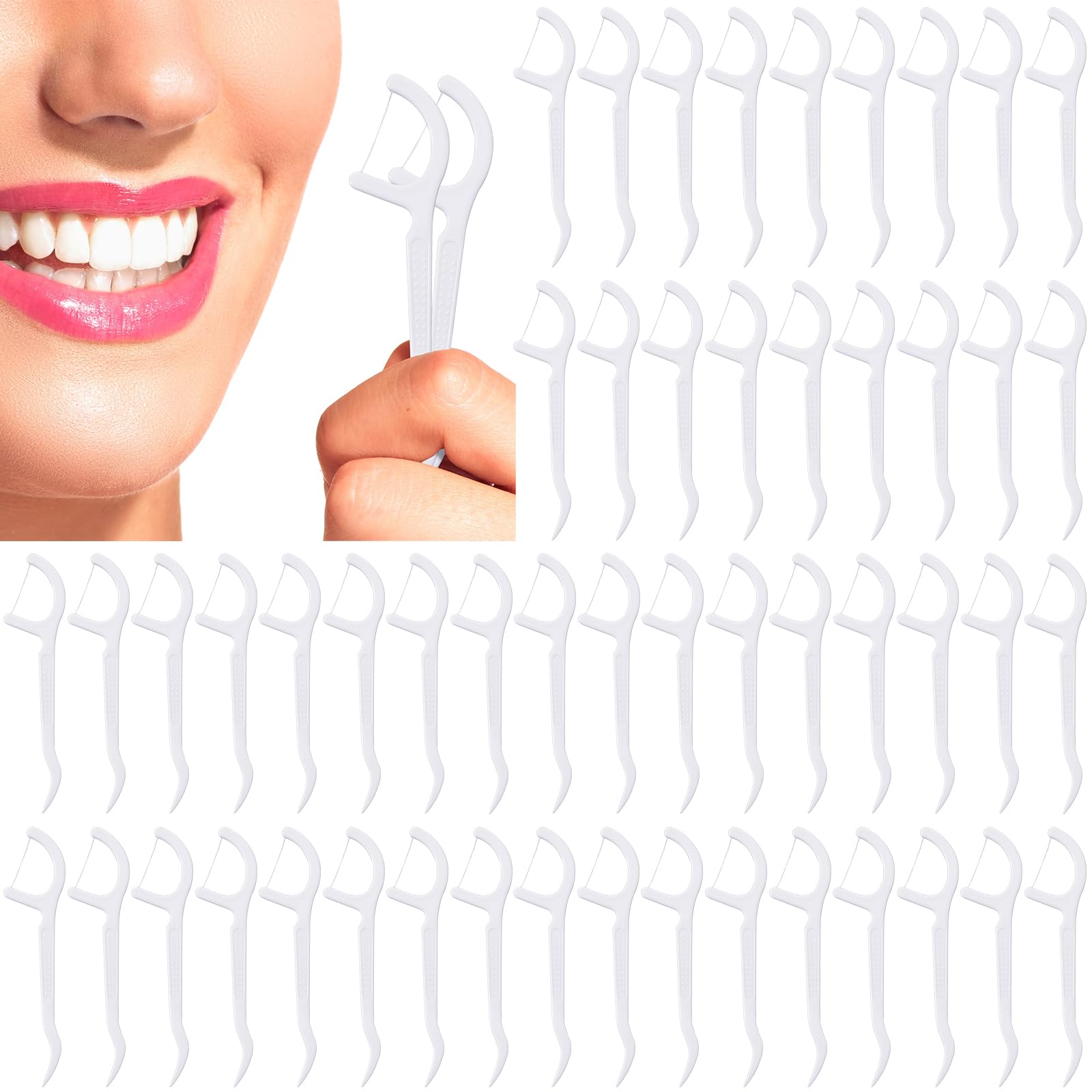 Bulk pack of Dandat dental floss picks in white, 2000 pieces