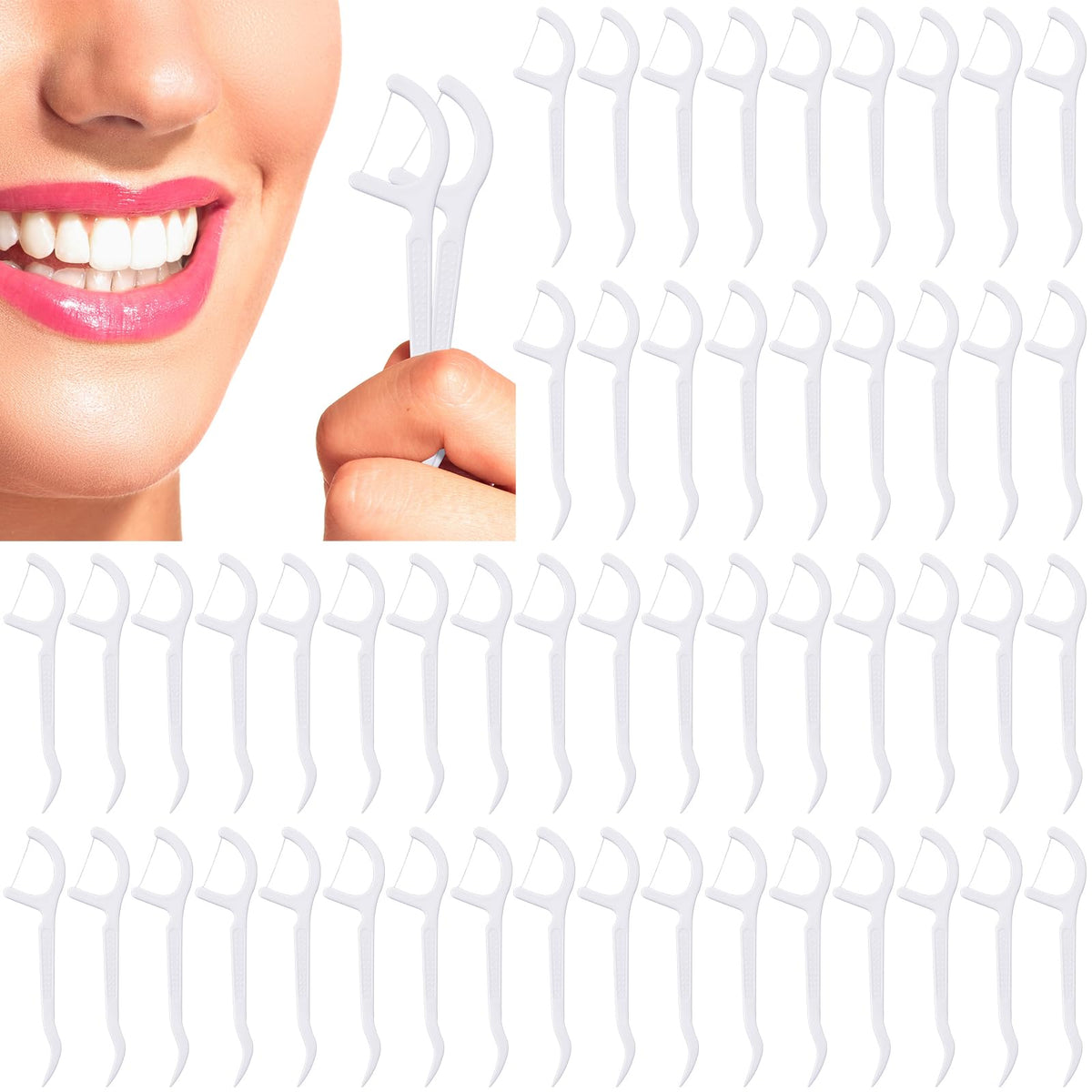 Bulk pack of Dandat dental floss picks in white, 2000 pieces