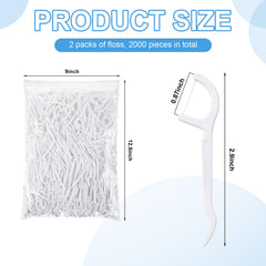 Close-up of white dental floss picks for teeth cleaning