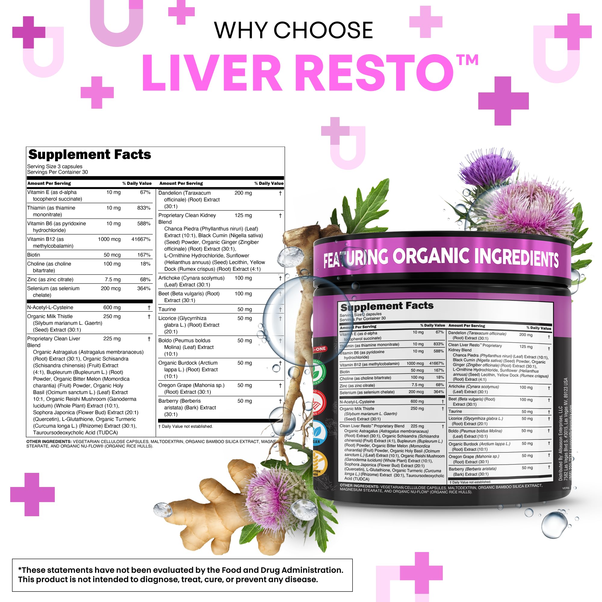 Dandelion root and artichoke extract ingredients