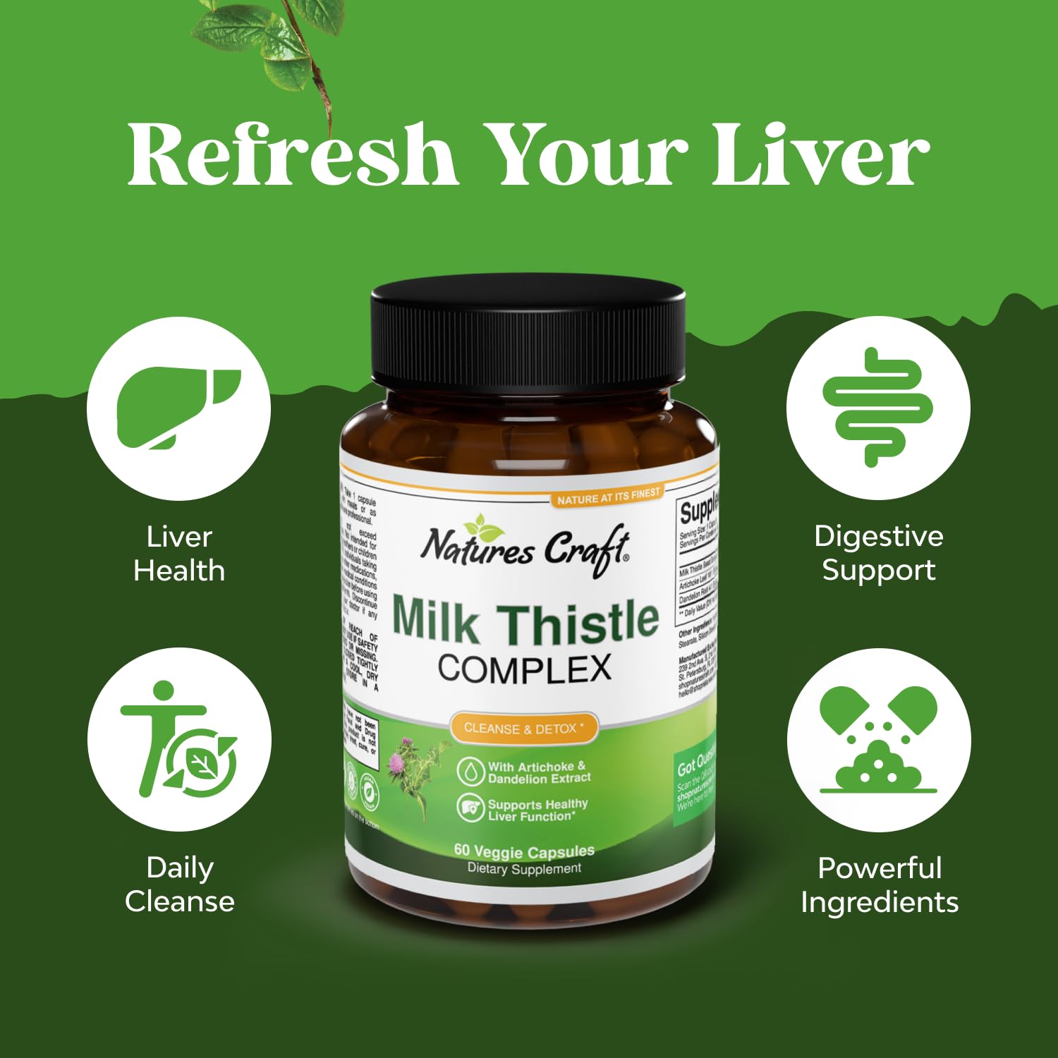 Dandelion root and artichoke leaf liver health capsules