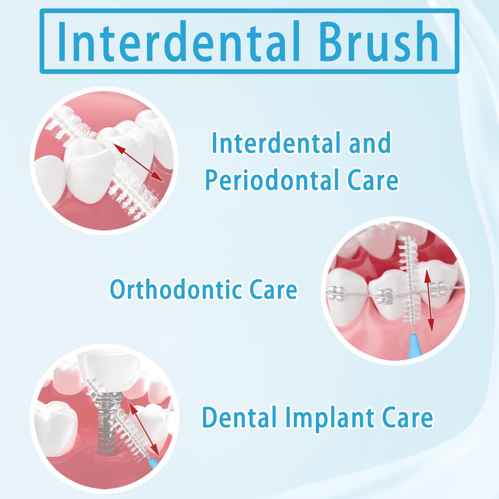 Close-up of slim interdental brush head for hard-to-reach spaces