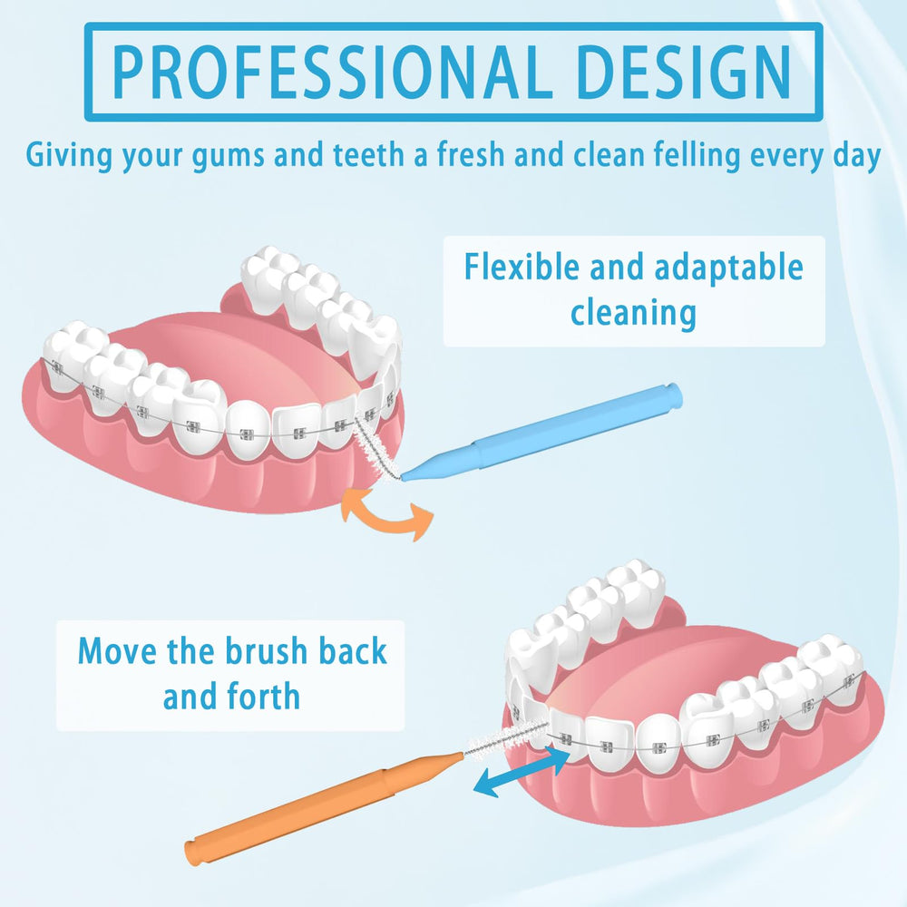 Interdental brushes designed for braces, bridges, and implants