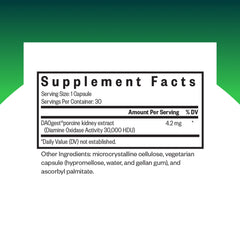 Close-up view of DAO Enzyme capsules