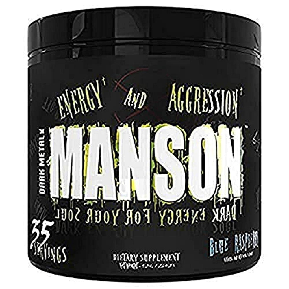 Dark Metal Manson blue raspberry tub ready to energize your workout