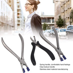 Close-up of rimless eyeglasses repair pliers with durable handle - DAUERHAFT