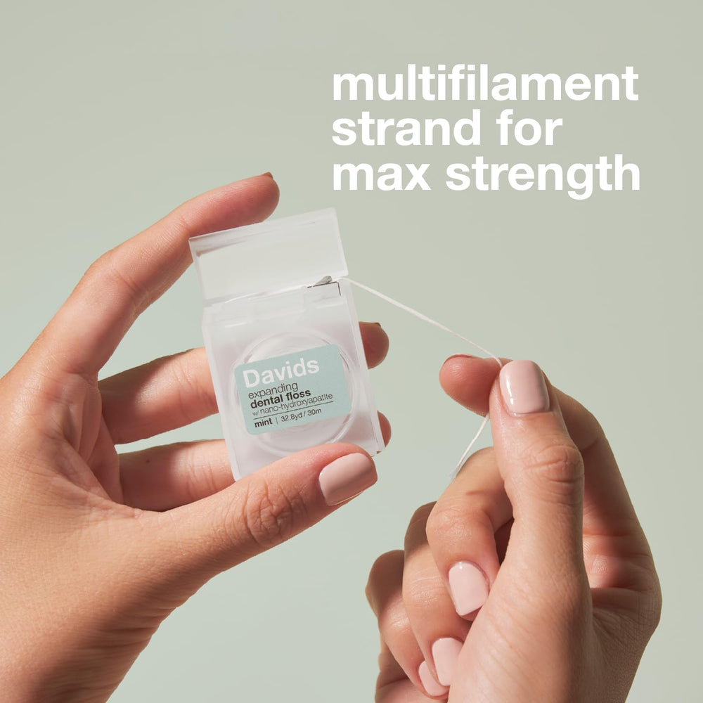 Hydroxyapatite infused floss for remineralization in hard-to-reach areas