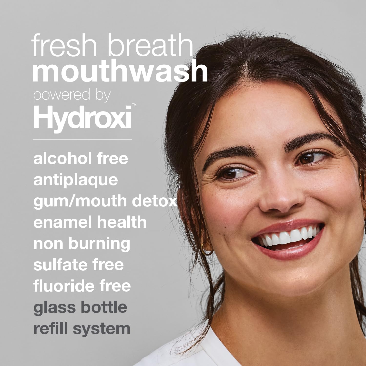 Label highlighting alcohol-free and fluoride-free formula
