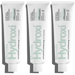Davids Hydroxi Nano Hydroxyapatite toothpaste tubes in a 3-pack