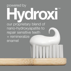 Product label with ingredients and features for Davids Hydroxi toothpaste