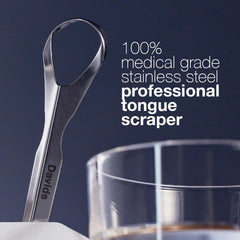 Davids Tongue Scraper ready for use; Made in USA, 100% medical-grade stainless steel