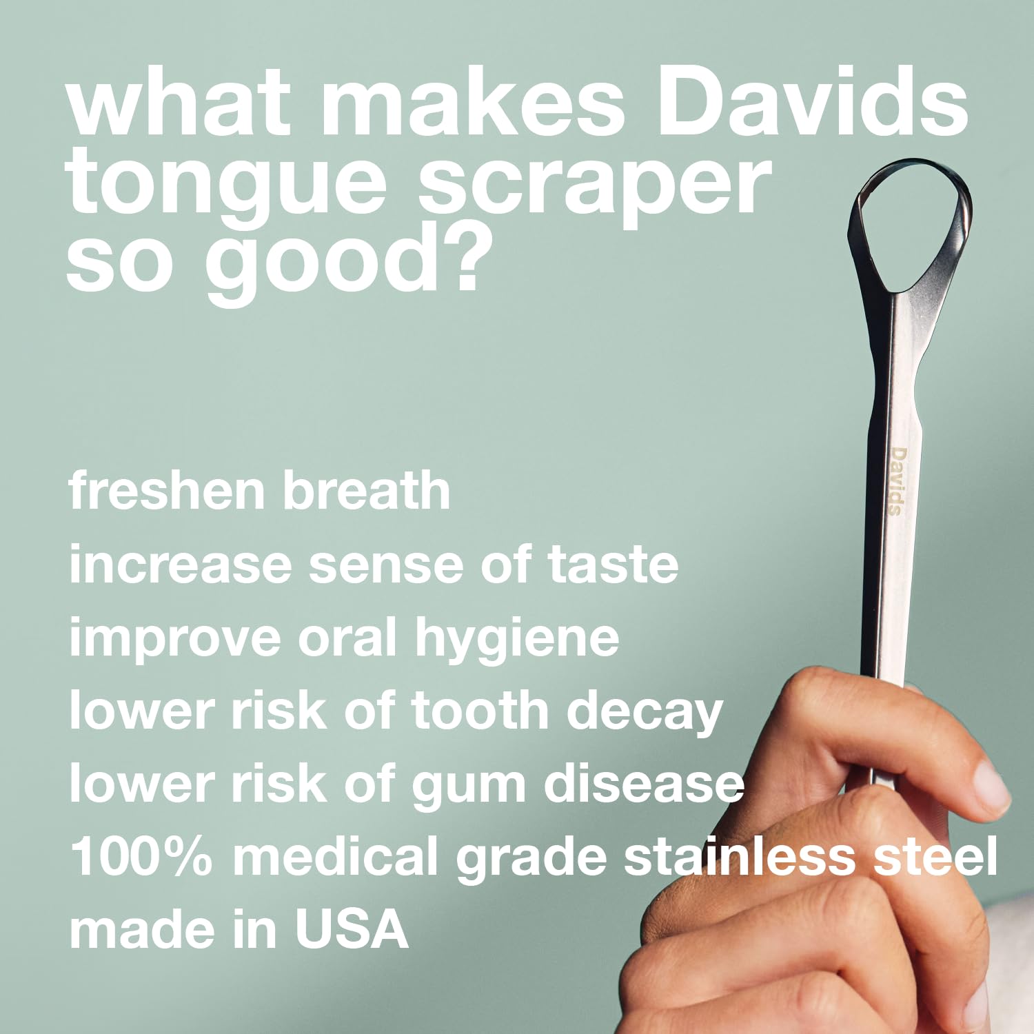 Davids Tongue Scraper in action for daily oral hygiene routine