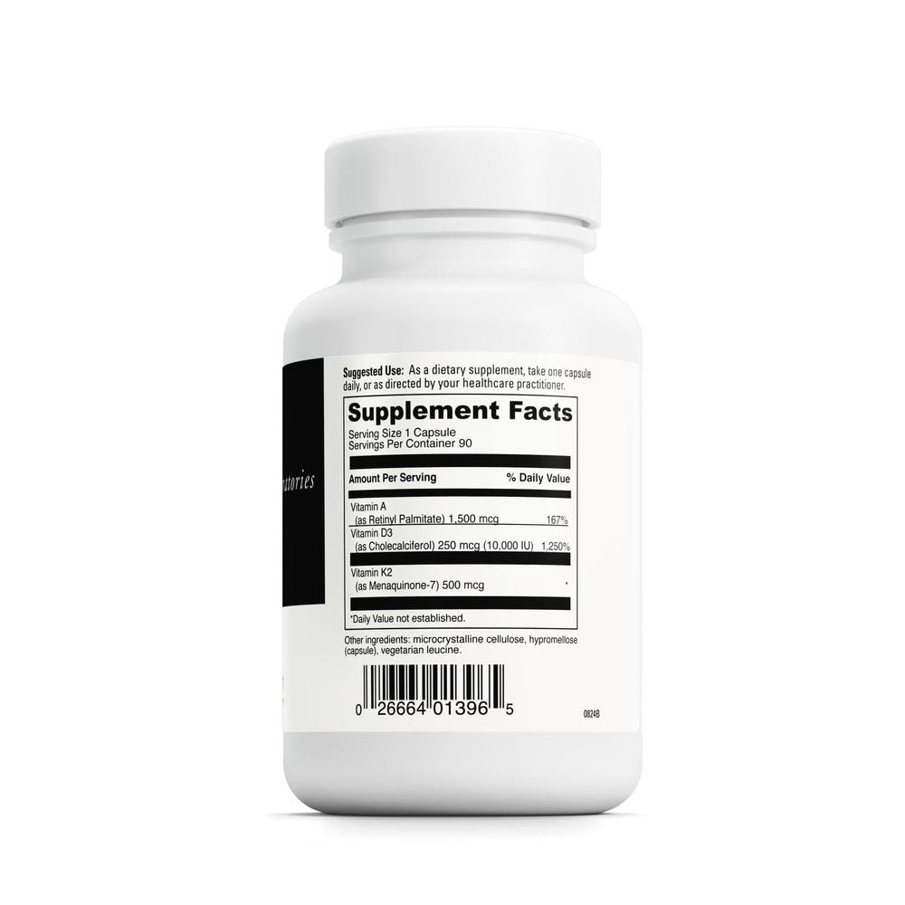 Close-up of ADK 10 bottle and 90 capsules