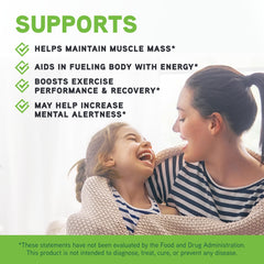 Close-up of 5 g serving of creatine powder