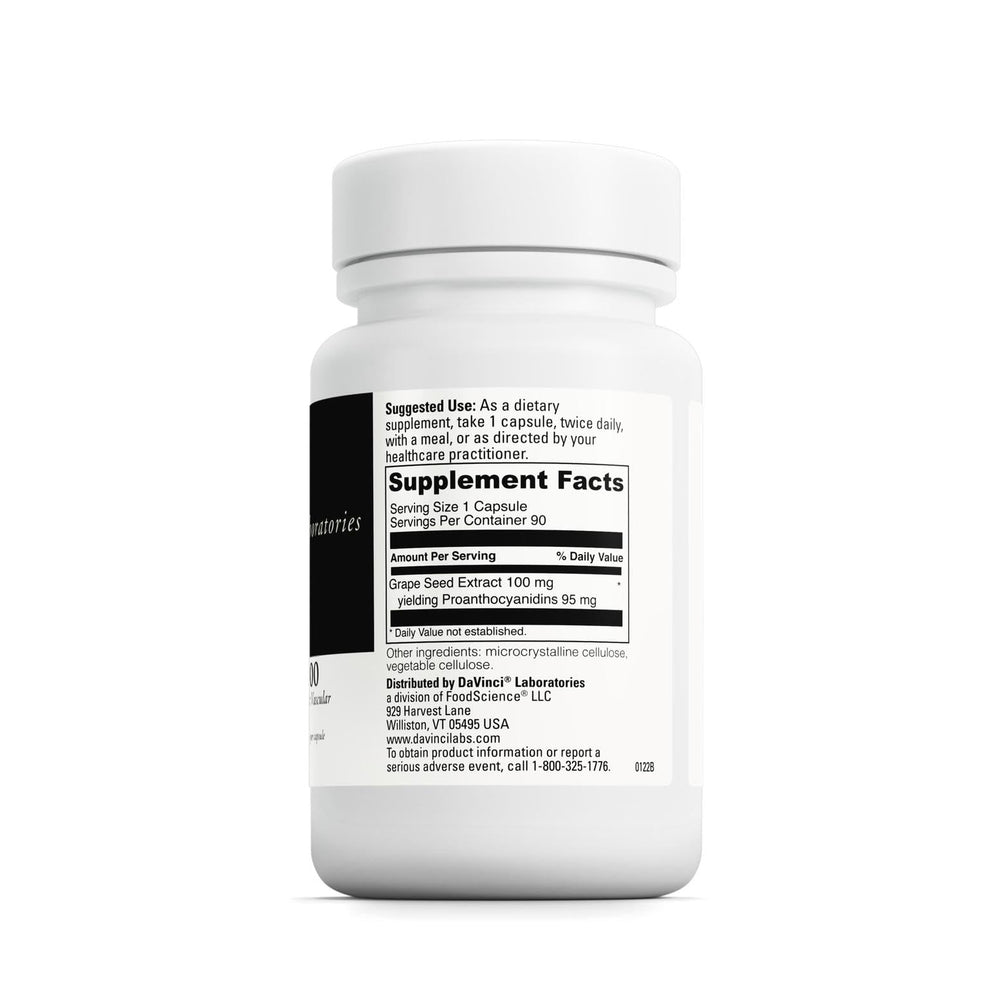 Close-up of DAVINCI Grape Seed-100 bottle and label
