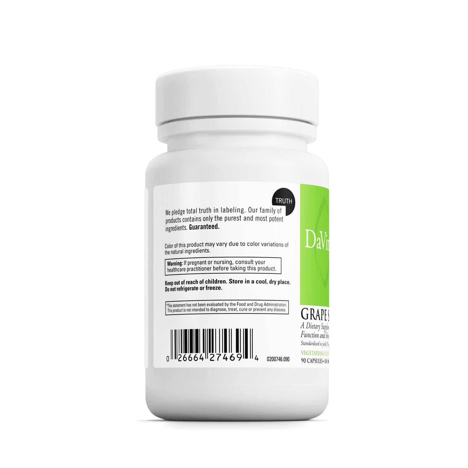 Grape Seed-100 label ingredients panel