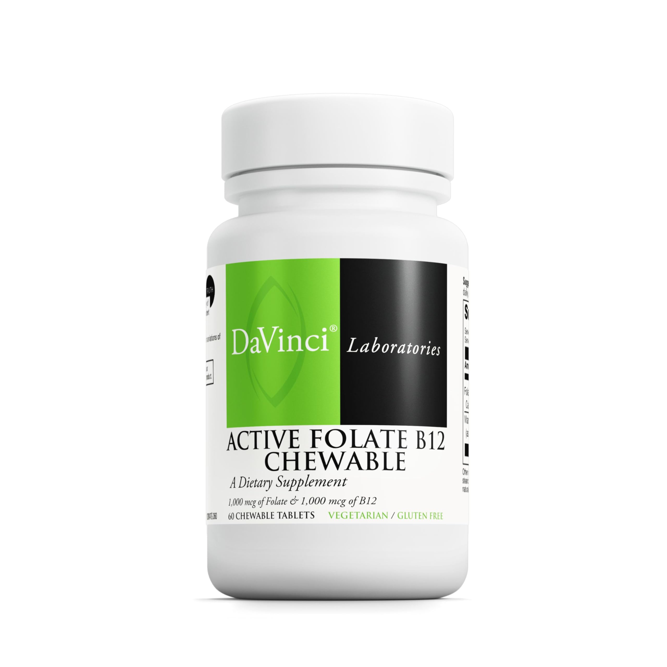 DAVINCI Labs Active Folate B12 Chewable bottle label