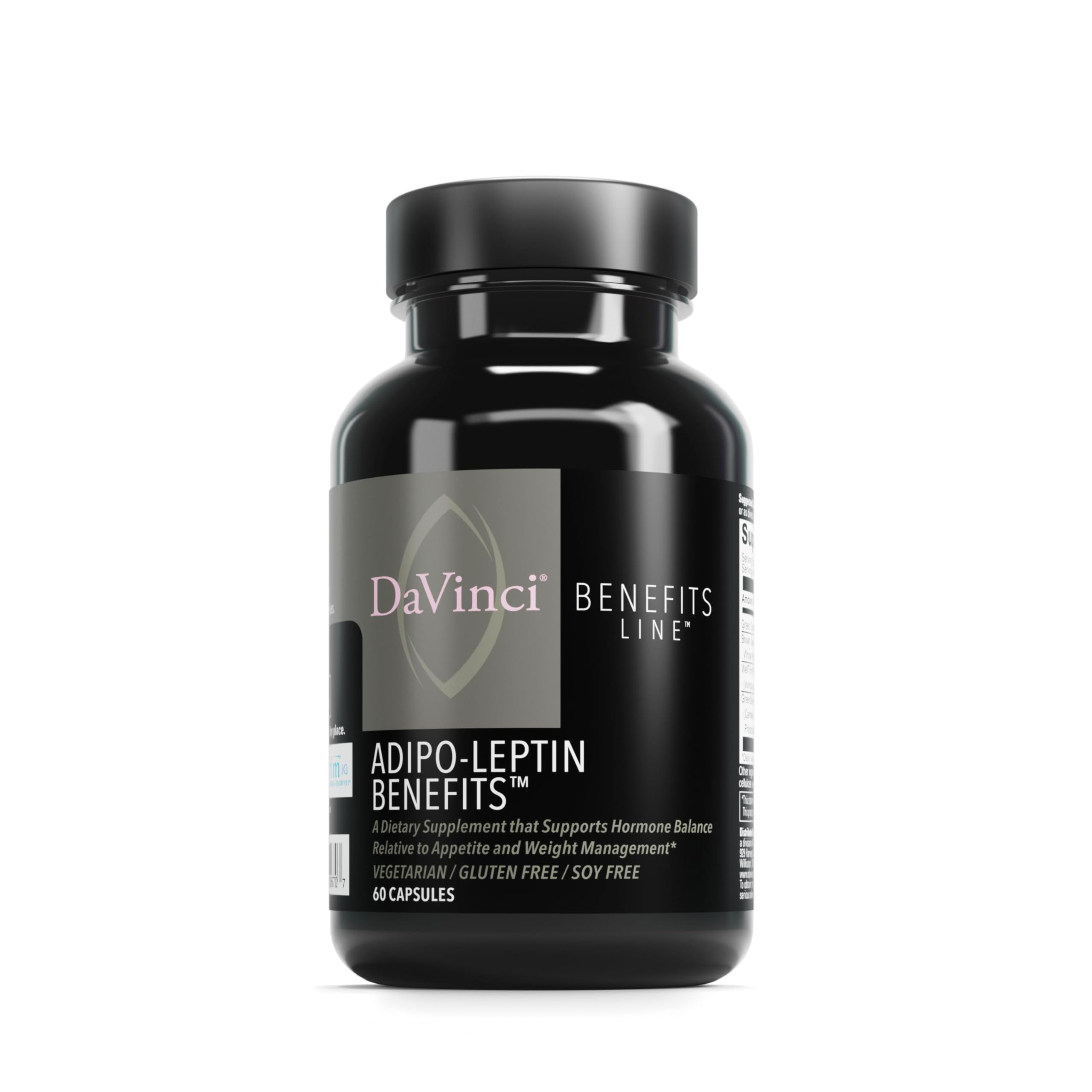 DaVinci Labs Adipo-Leptin Benefits bottle on white background