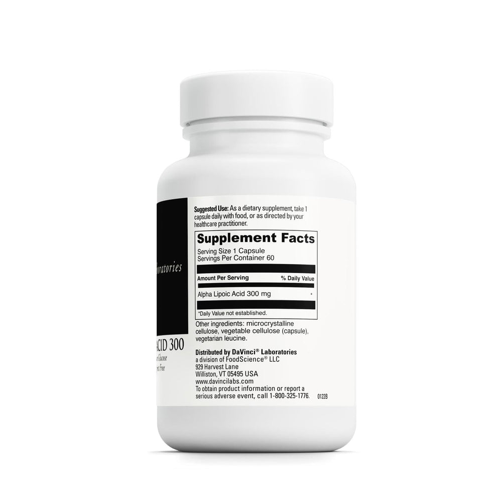 Close-up of a 300 mg Alpha Lipoic Acid 300 capsule