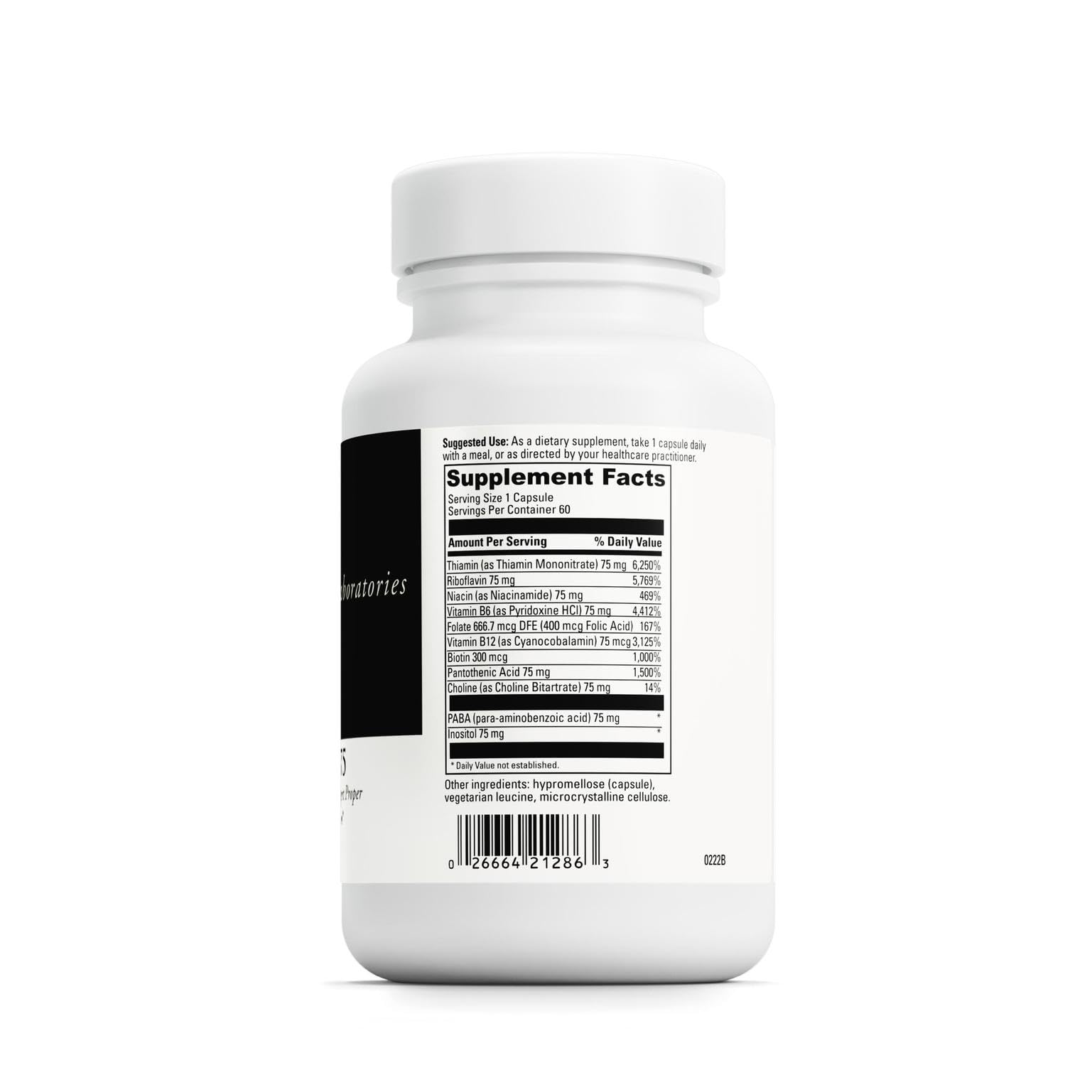 Close-up of B vitamins included in DAVINCI Labs B Complex-75