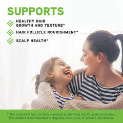 Graphic illustrating healthy hair growth and shiny hair