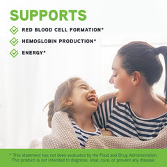 Ingredients list showing iron, folate, vitamin B12 and vitamin C