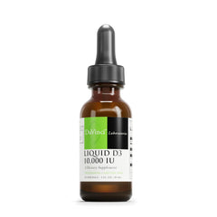 Bottle of DAVINCI Labs Liquid D3 10,000 IU vitamin D3 with dropper