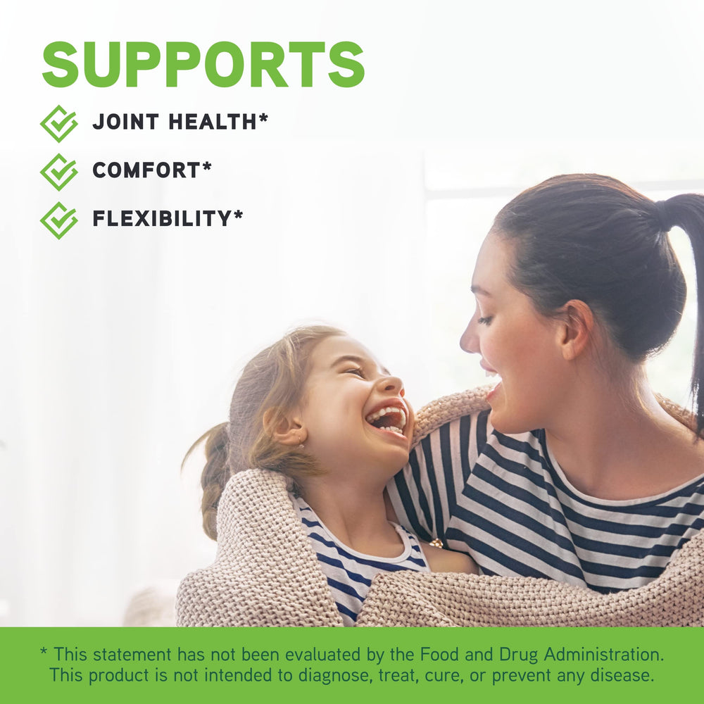 Glucosamine and chondroitin supplement ingredients beside bottle