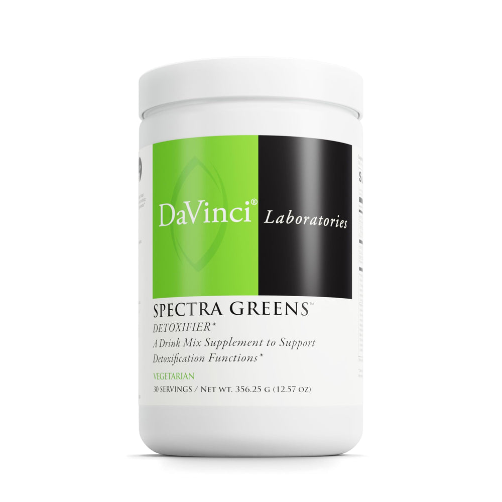 Front view of DAVINCI Labs Spectra Greens Detoxifier bottle