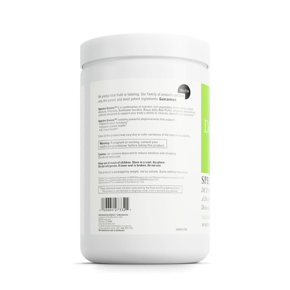 Close-up of Spectra Greens Detoxifier ingredients and label