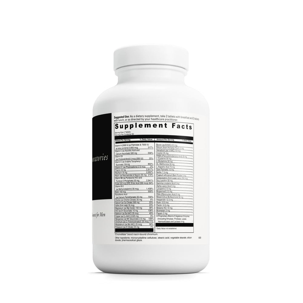 Back label showing supplement facts on Spectra Man bottle