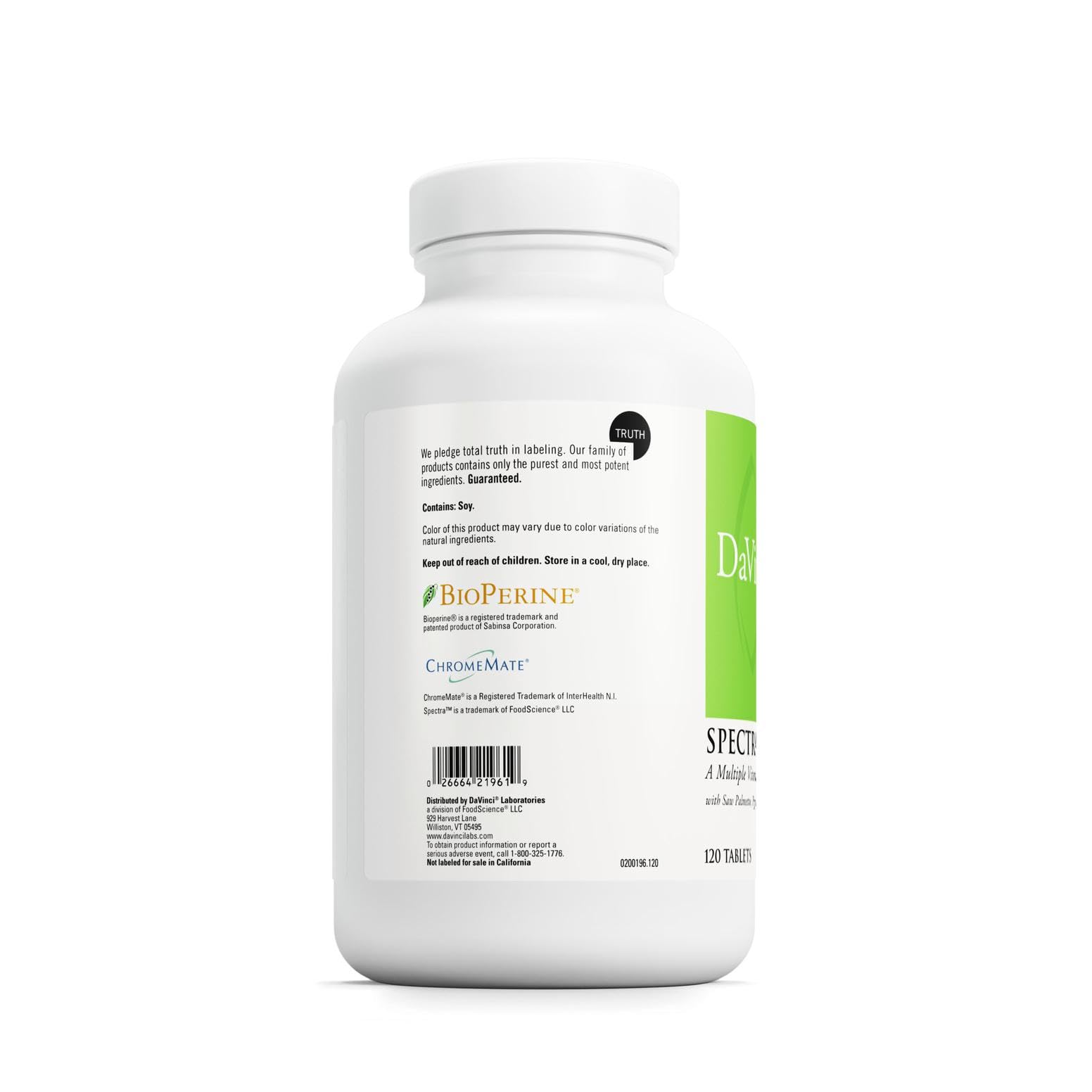 Spectra Man label showing product information