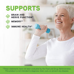 Nutrition label highlighting brain and immune health benefits