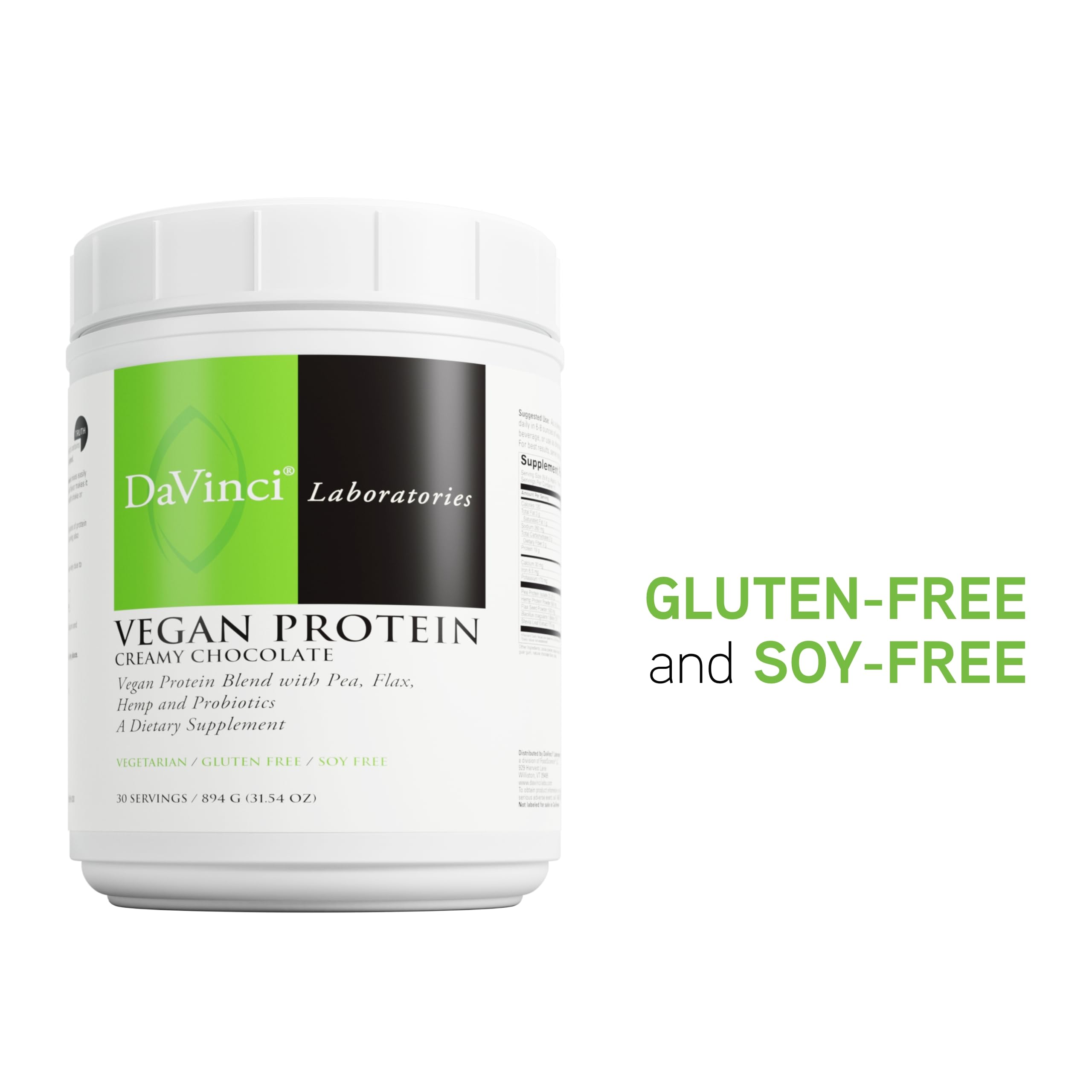 DaVinci Labs vegan protein probiotics 1B CFU support gut health