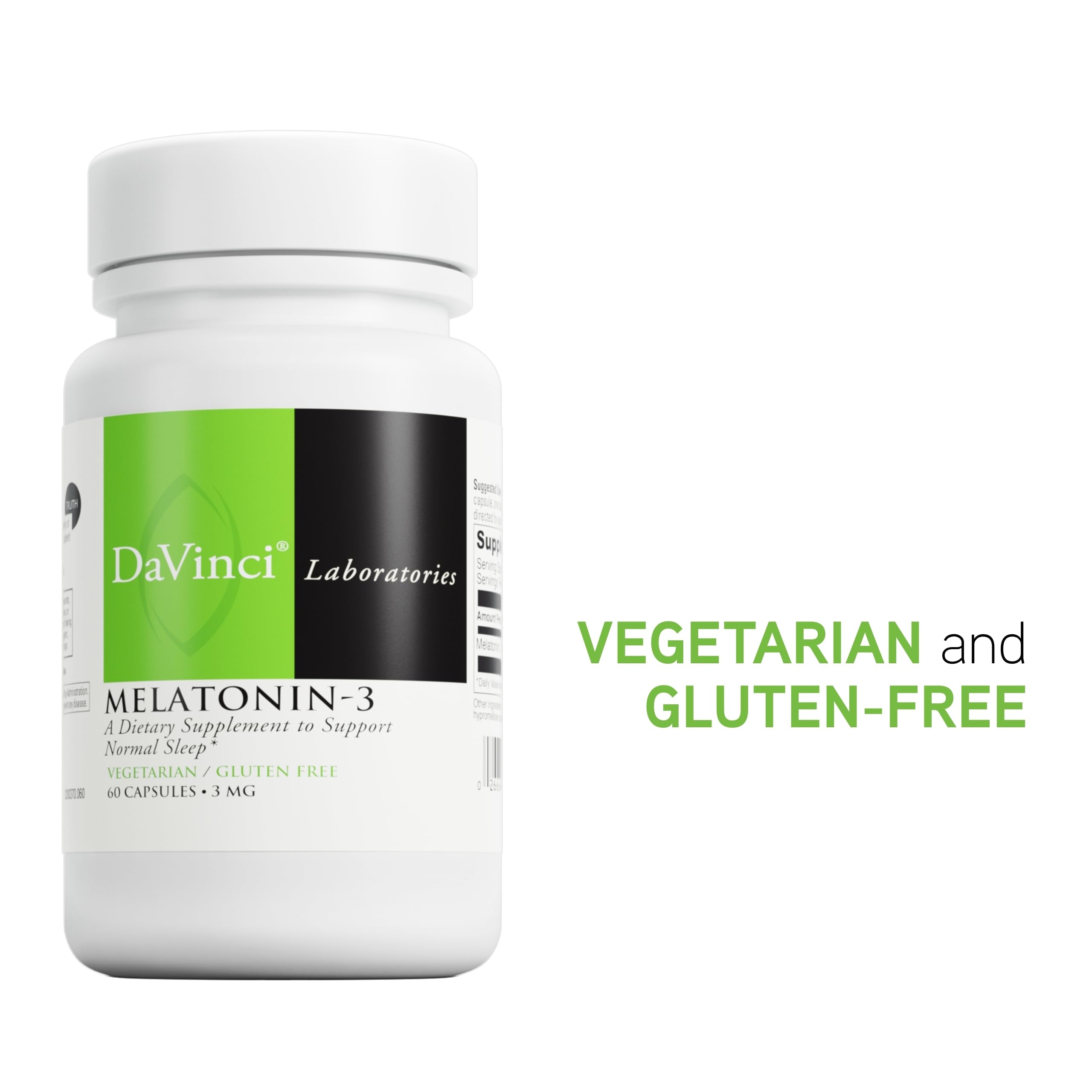 Gluten-free, vegetarian Melatonin-3 capsule packaging