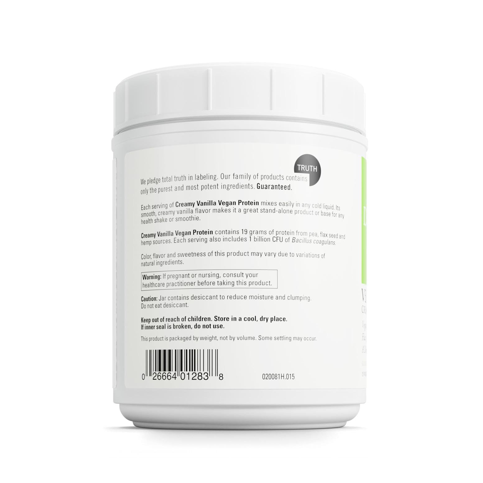 DaVinci Vegan Protein pea/hemp/ flax bowl highlighting plant protein sources.