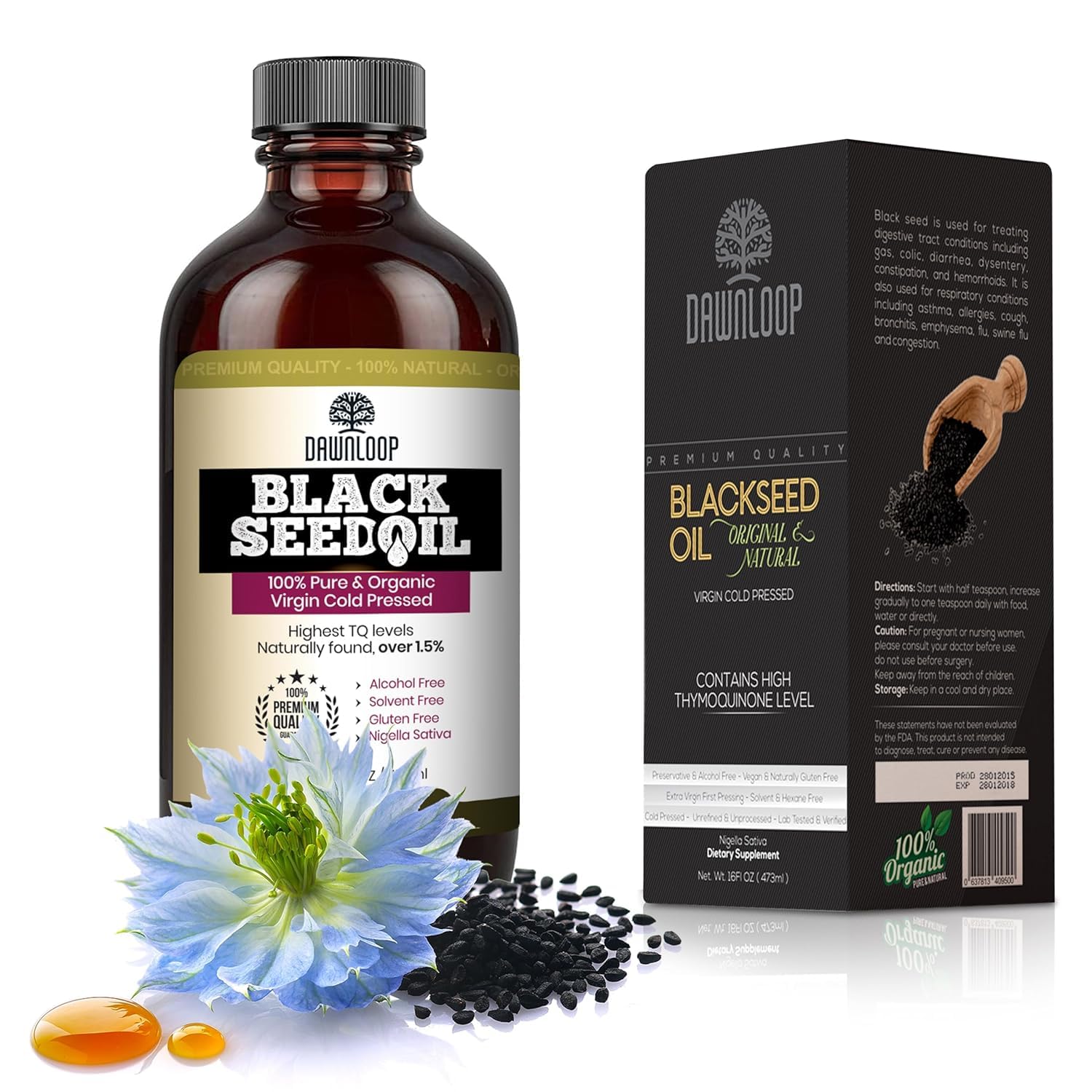 Hair, skin, and nails benefits from DAWNLOOP Black Seed Oil