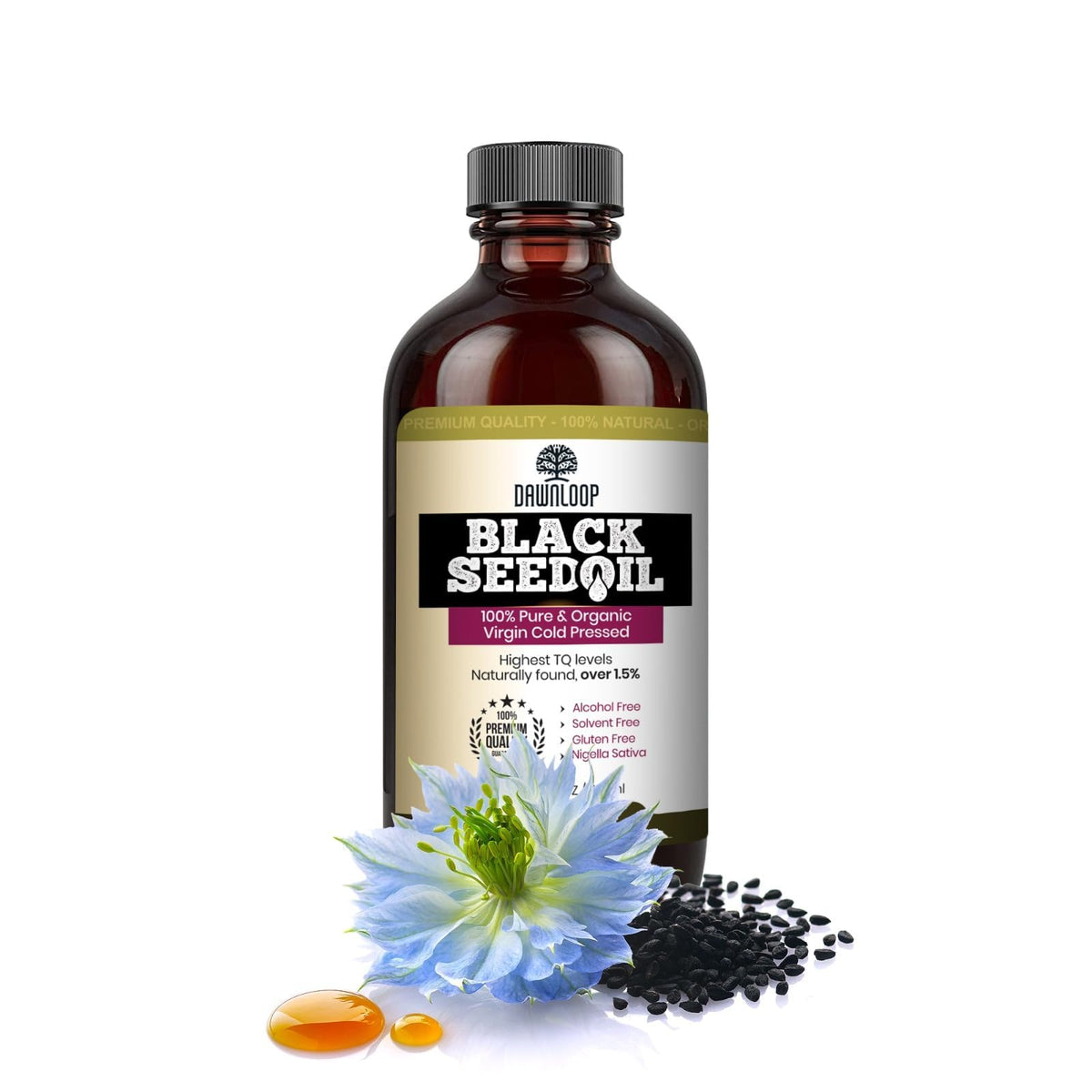 DAWNLOOP Organic Black Seed Oil 4oz bottle