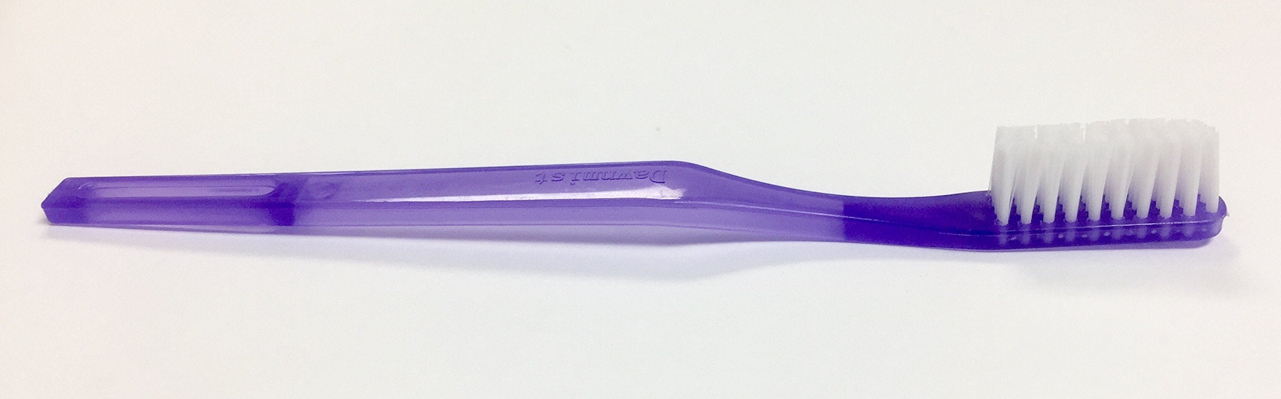 Dawnmist disposable toothbrush with soft bristles and translucent purple handle, 24 pcs, individually packed