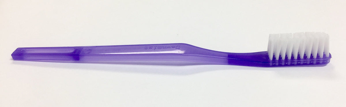 Dawnmist disposable toothbrush with soft bristles and translucent purple handle, 24 pcs, individually packed