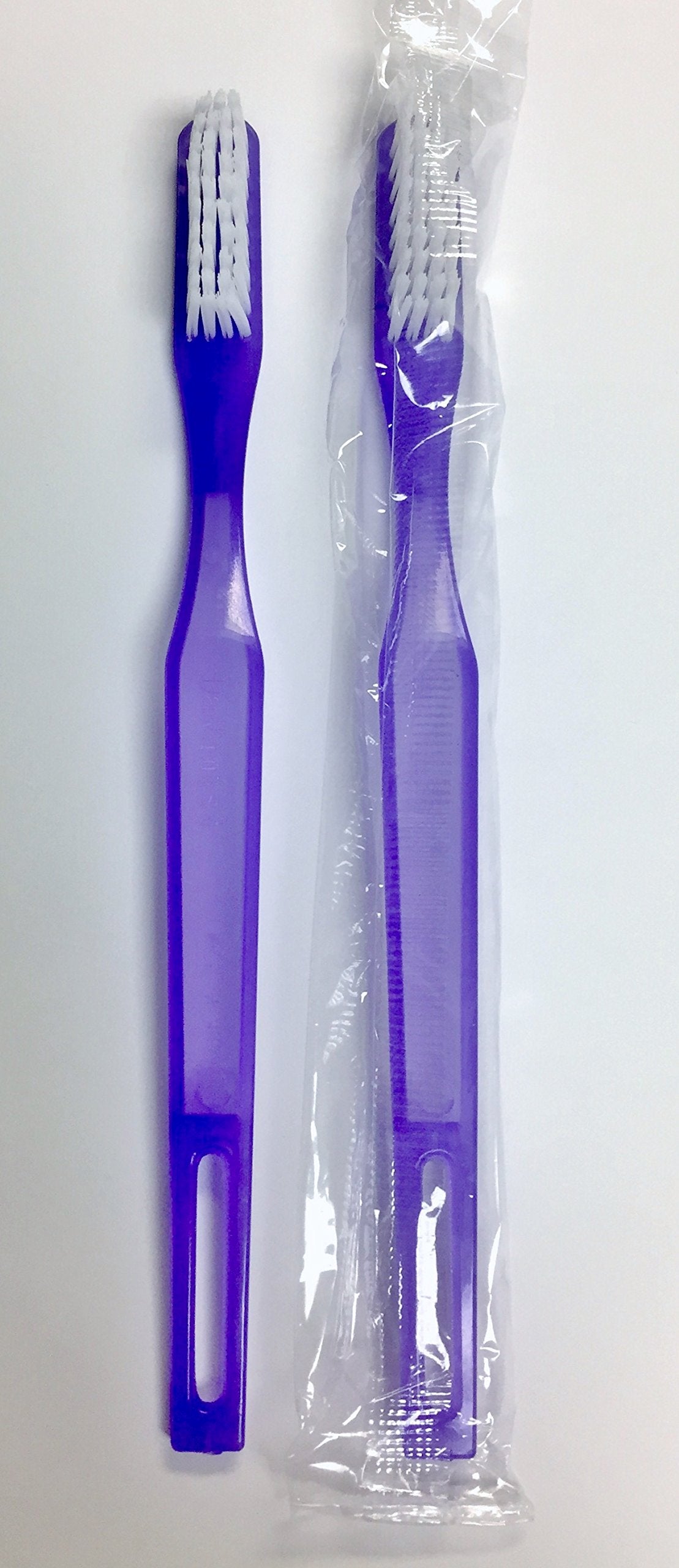 Bulk Dawnmist 24-pack disposable toothbrushes with purple handle and ultra-soft bristles for dental offices