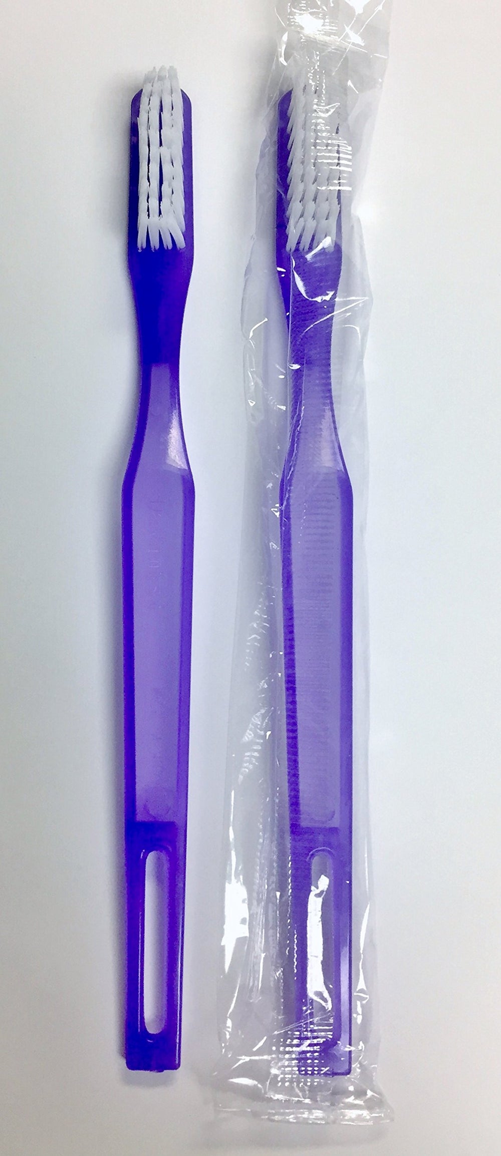 Bulk Dawnmist 24-pack disposable toothbrushes with purple handle and ultra-soft bristles for dental offices