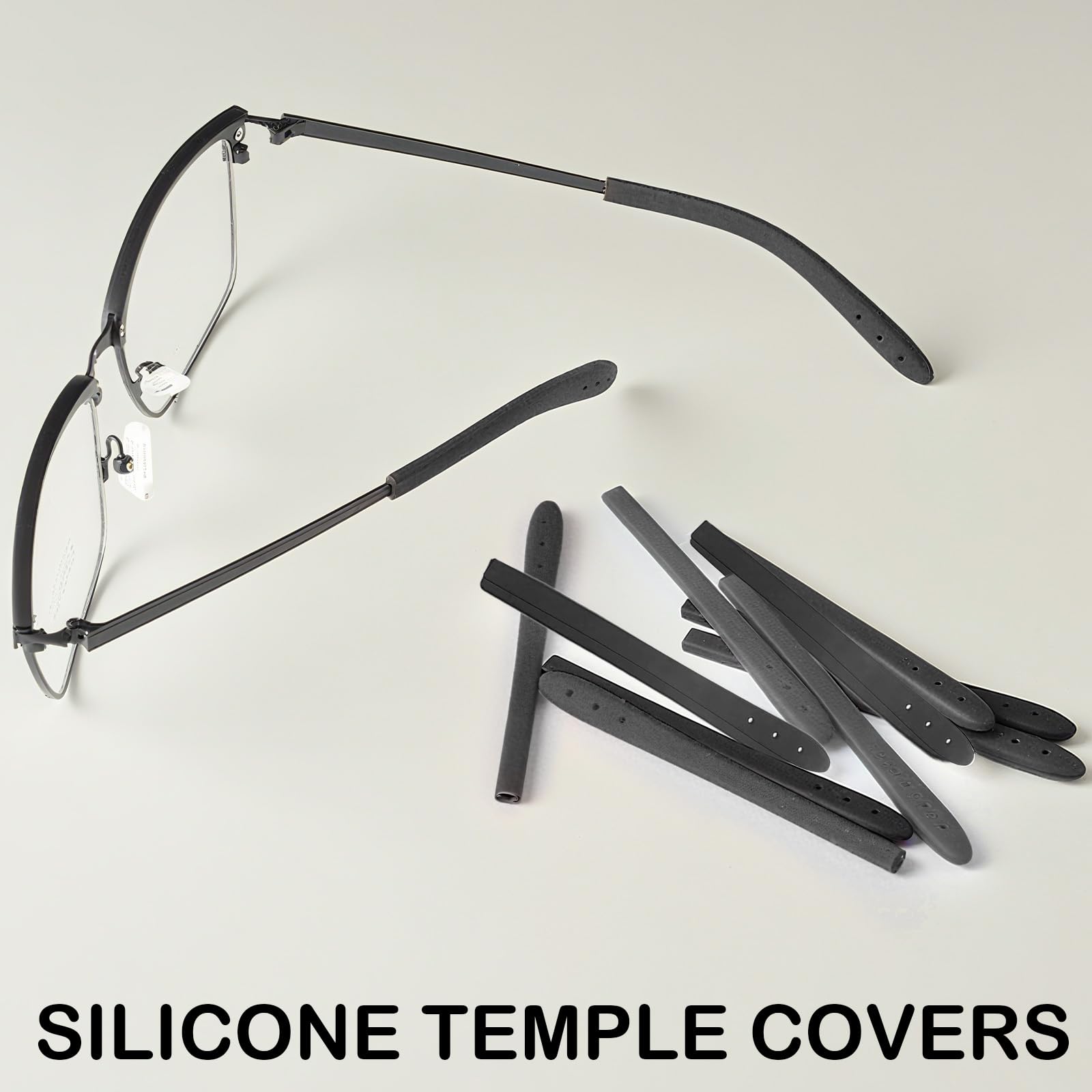 Black silicone temple tips for eyeglasses