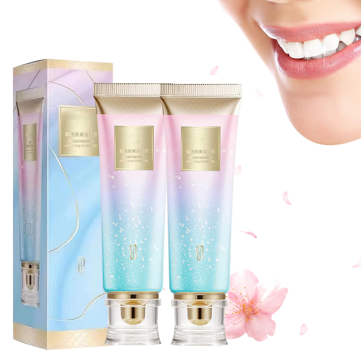 Dazzle White Niacinamide Whitening Toothpaste set box and tubes