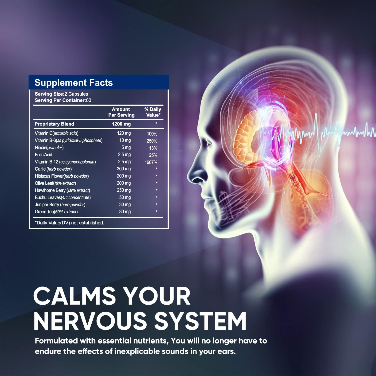 Bottle placed on a white background with 120 capsules