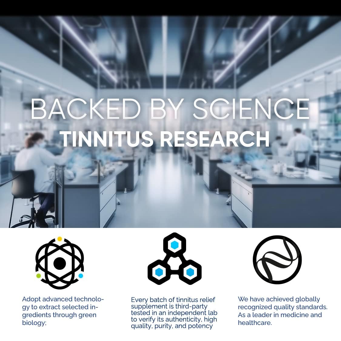 Close-up of Tinnitus Relief bottle and cap