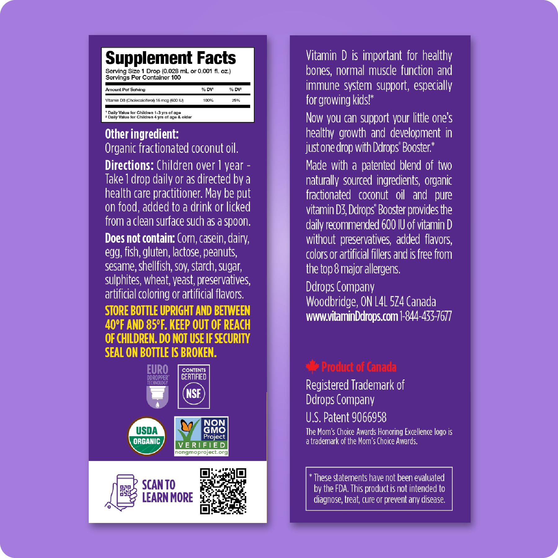 Ingredients: vitamin D3 and fractionated coconut oil