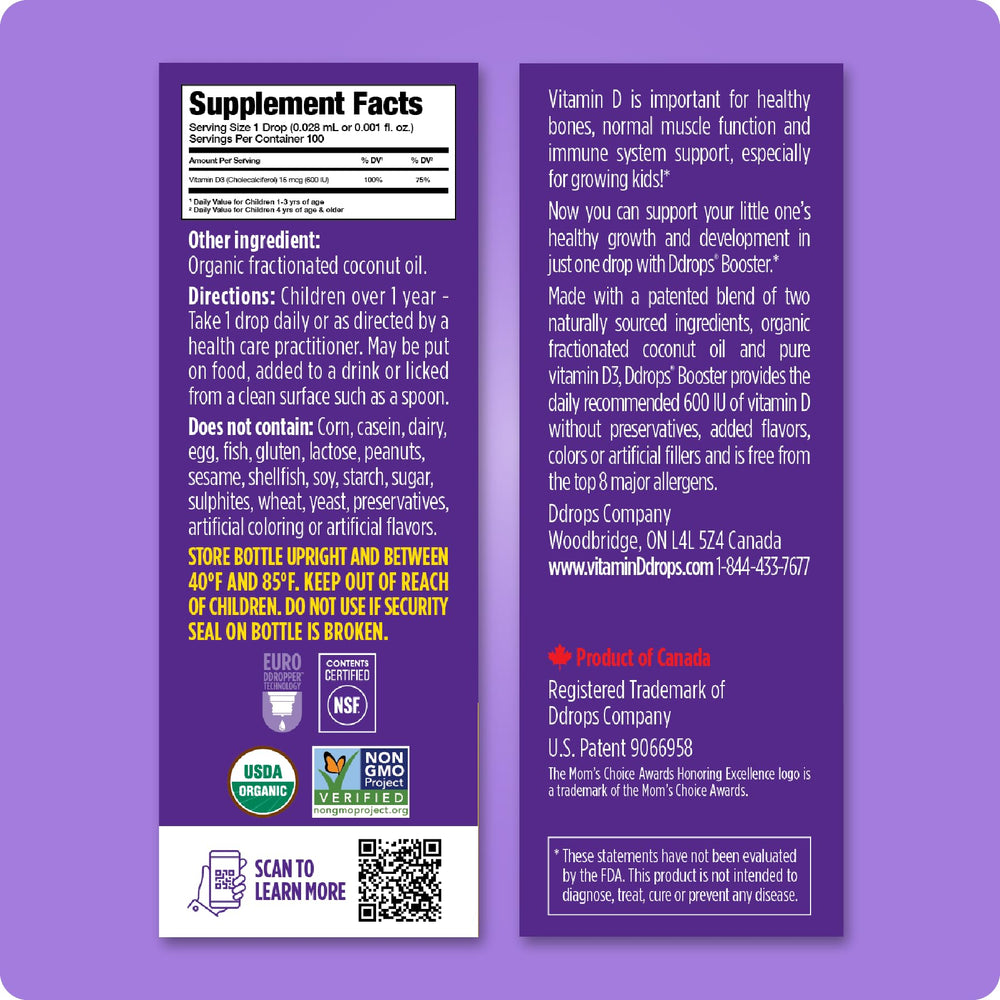 Ingredients: vitamin D3 and fractionated coconut oil