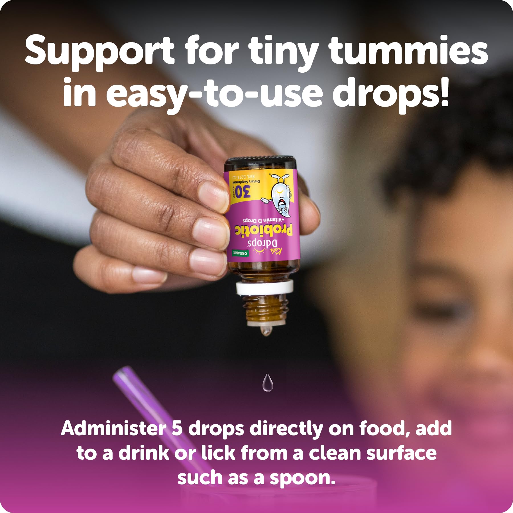 Non-GMO, sugar-free pediatric probiotic drops